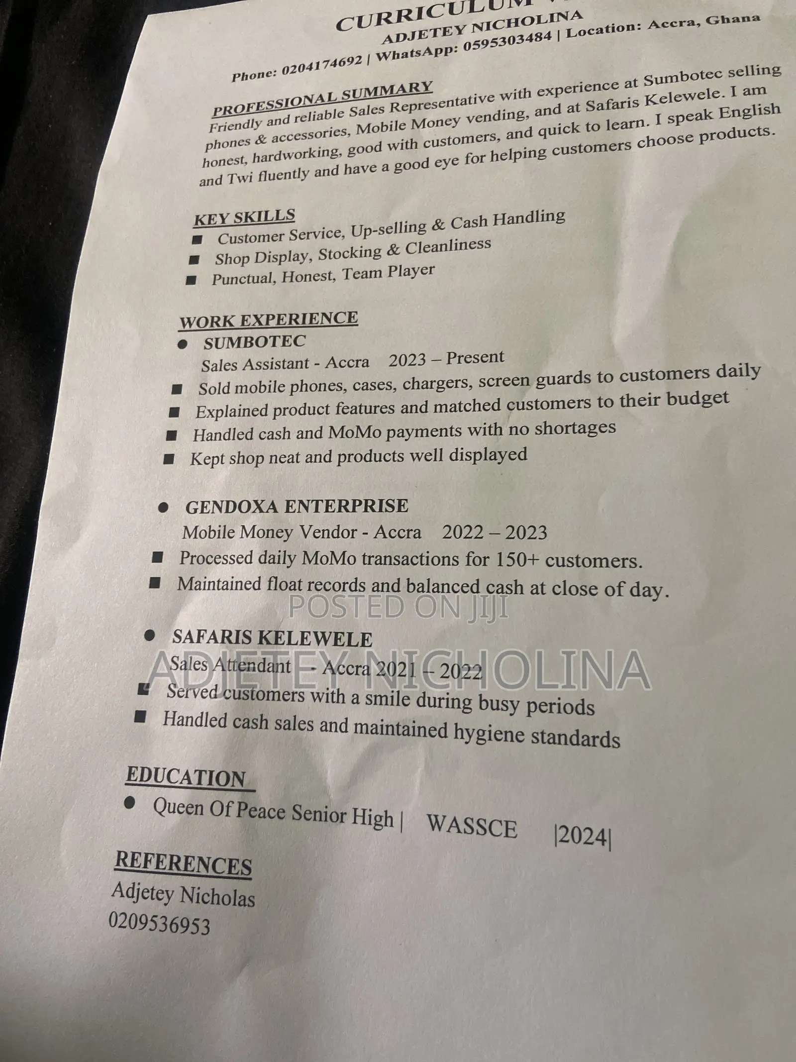 Sales Telemarketing CV