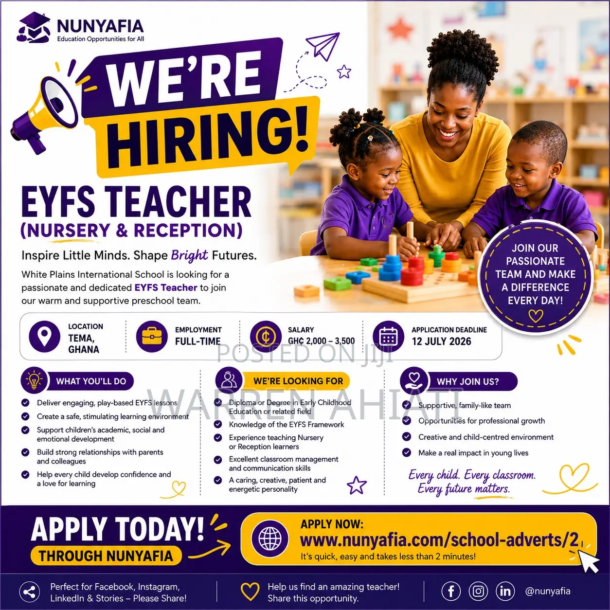 Early Years Foundation Stage (Eyfs) Teacher