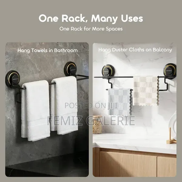 Oraimo Hookbar Reusable Suction Cup Towel Rail With Extra Hooks