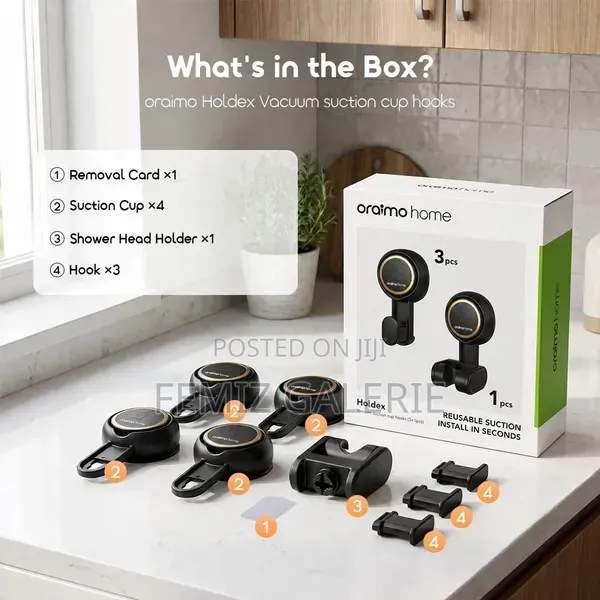 Oraimo Holdex 5kg Load Capacity Reusable Vacuum Suction Cup Hooks
