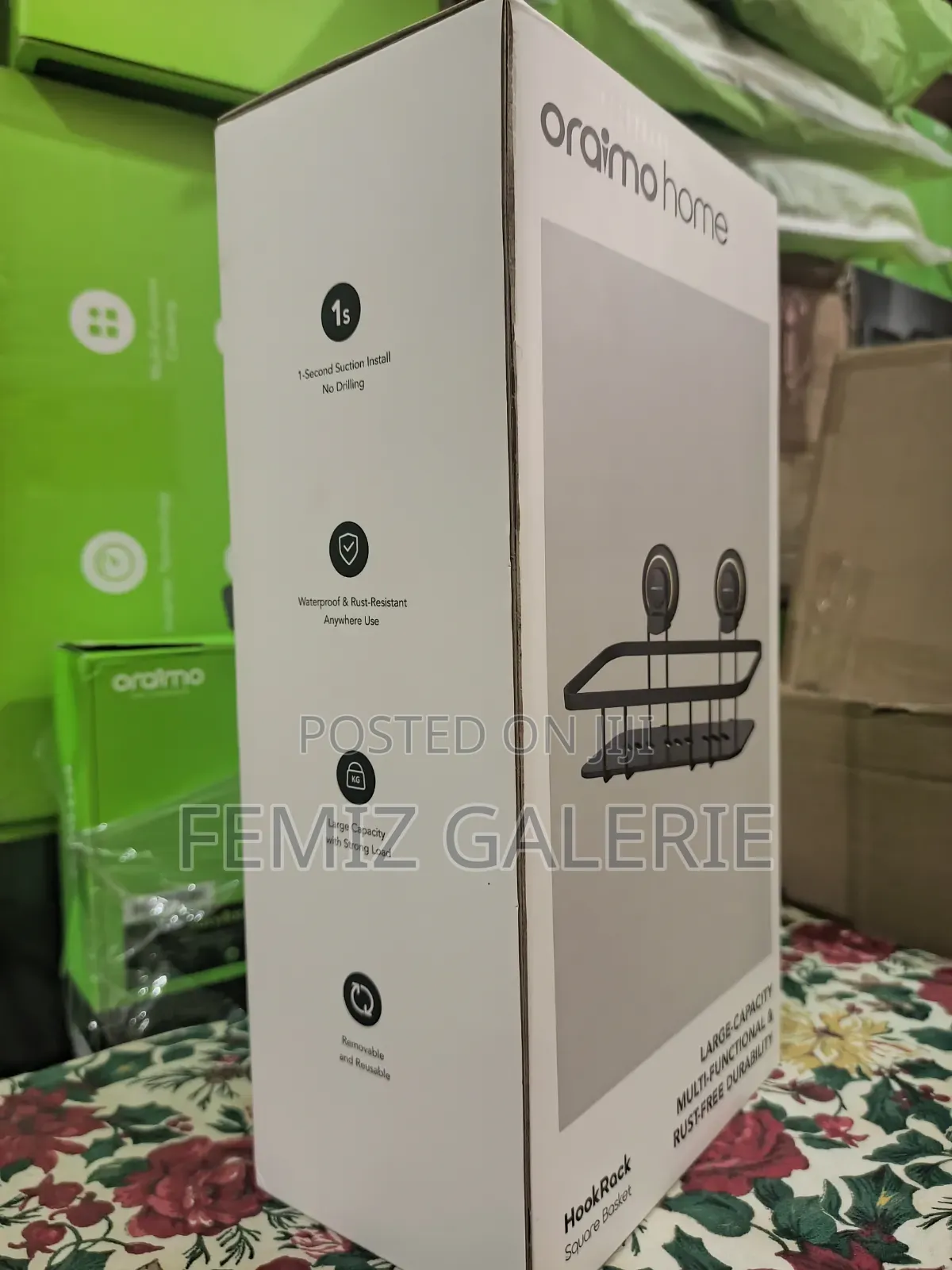 Oraimo Hookrack Square Basket Suction Storage Rack
