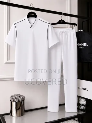 Two-Piece Set Features a Classic Polo Shirt and Matching Joggers