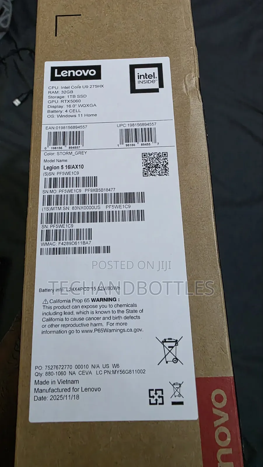 New Laptop Lenovo Legion 5 32GB Intel Core Ultra 9 SSD 1T