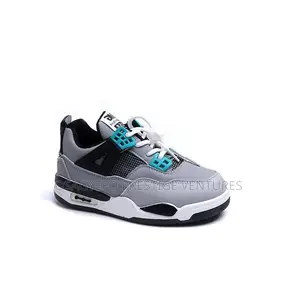 Good Quality Kids’ Jordan 4-Inspired Sneakers – Grey/Black