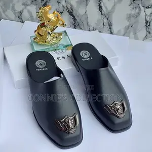 Black Versace Leather Mules
