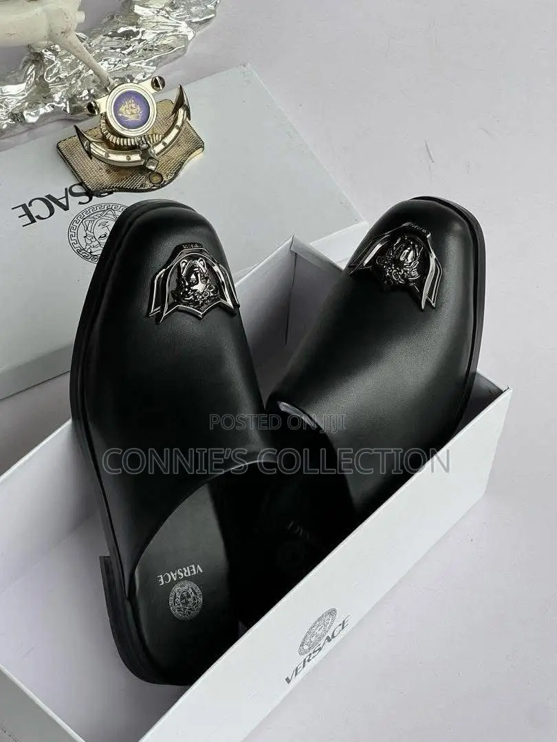 Black Versace Leather Mules