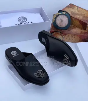 Black Versace Leather Mules
