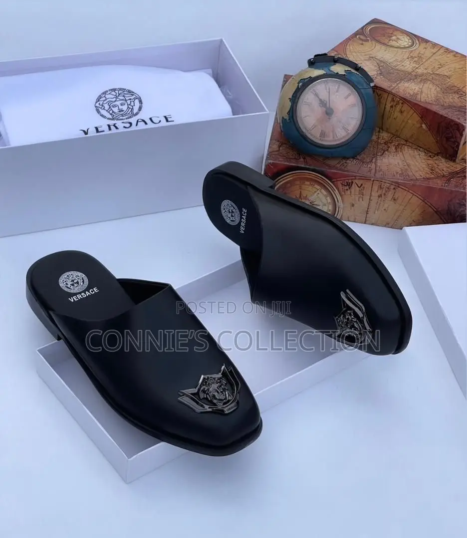 Black Versace Leather Mules
