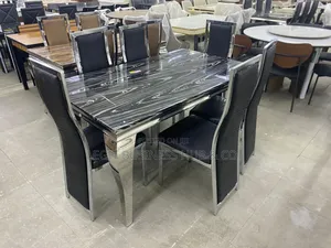 Stainless Steel With High-Quality Marble Dining Set