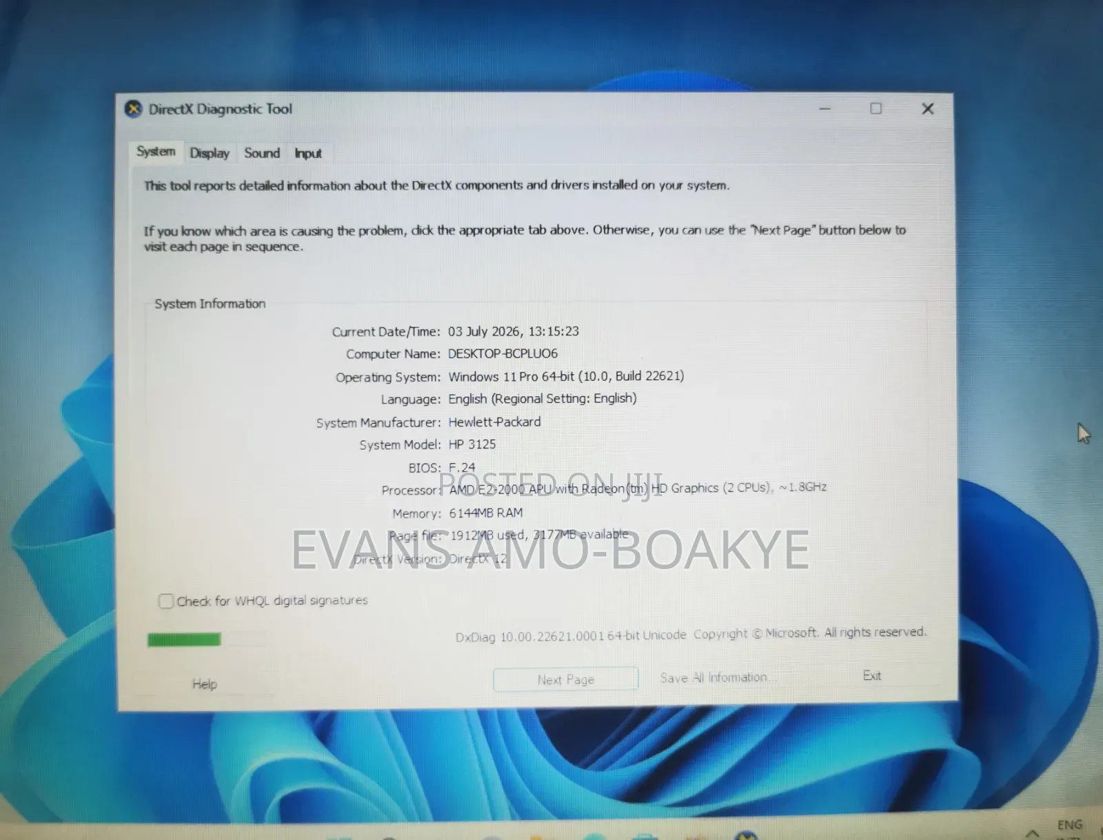 Laptop HP 3125 6GB AMD HDD 500GB