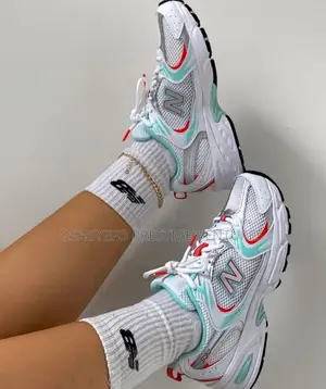 New Balance 530 White/Aqua/Red Lifestyle Sneakers