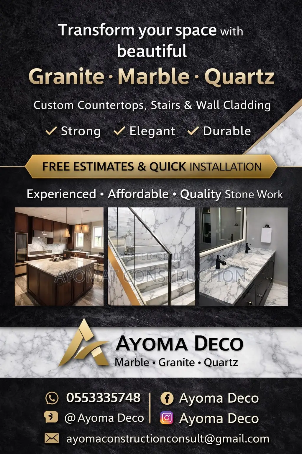 Granite and Quartz Slabs Fabrication Installation Sales