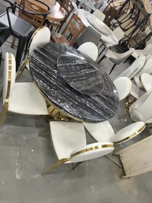 Marble Elegance 6 Seater Golden Dinning Set With a Velvet Seater