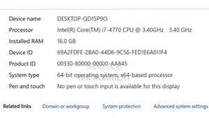 Desktop Computer 16GB Intel Core i7 HDD 512GB