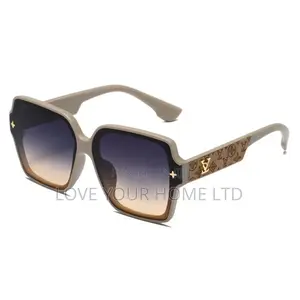 Luxury Oversized Beige Square Sunglasses Gradient Fashion Shades
