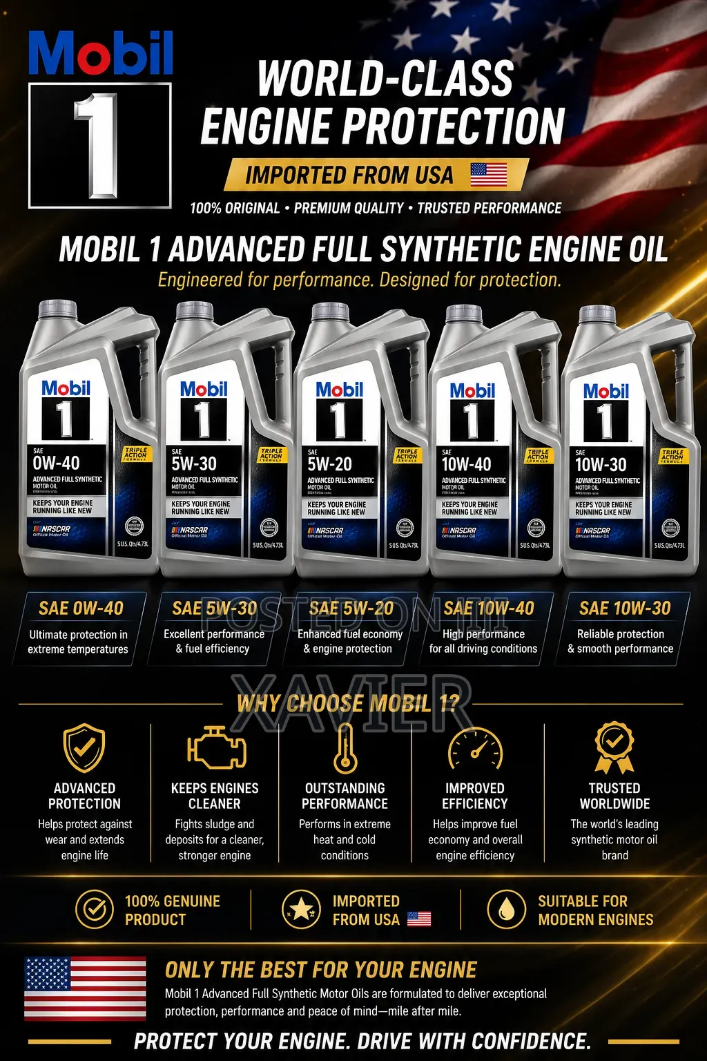 Original Mobil 1 Advanced Full Synthetic. Directly From The Usa