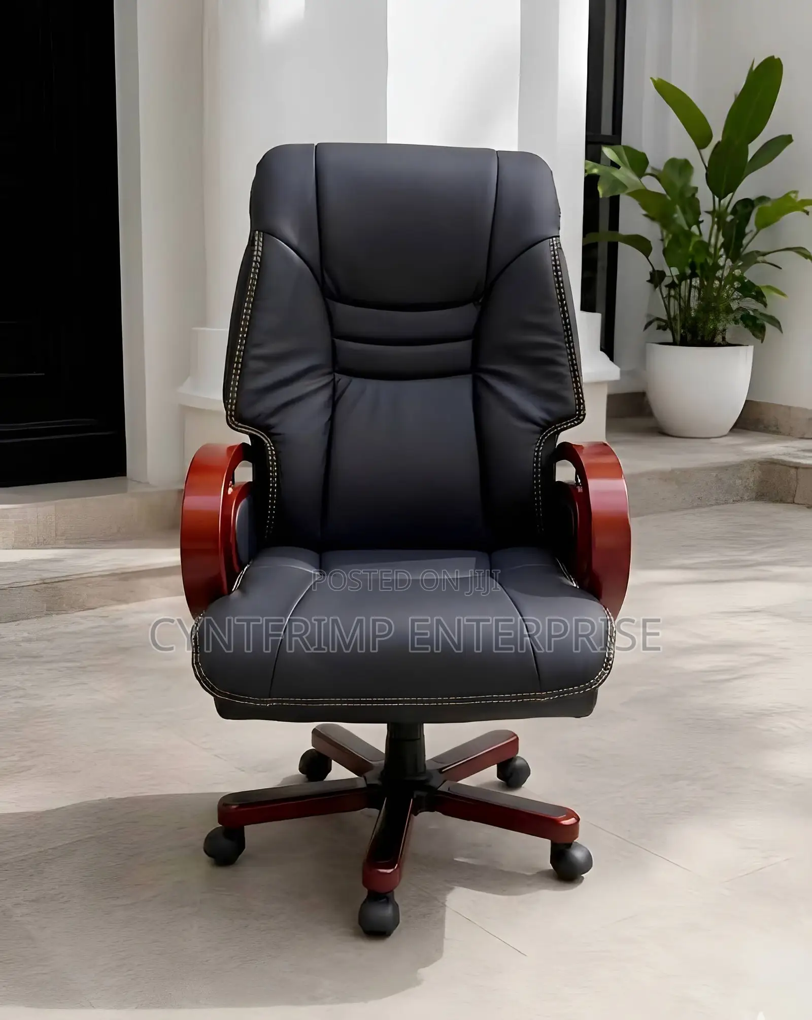 Executive Office Chair With Wooden Armrests