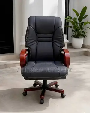 Executive Office Chair With Wooden Armrests