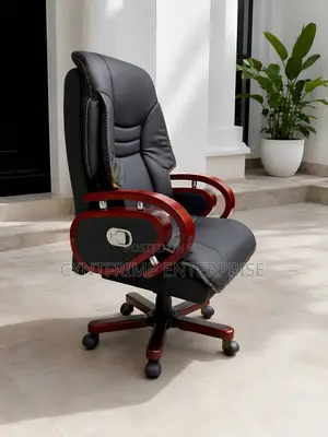 Executive Office Chair With Wooden Armrests