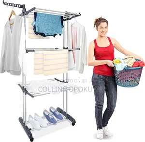 Multi-Functional 3-Tier Foldable Drying Rack - Black