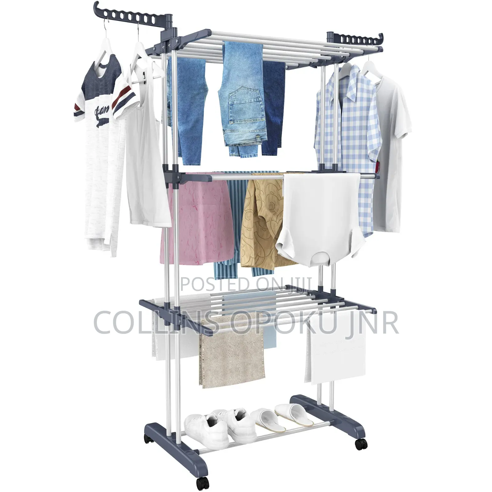 Multi-Functional 3-Tier Foldable Drying Rack - Black