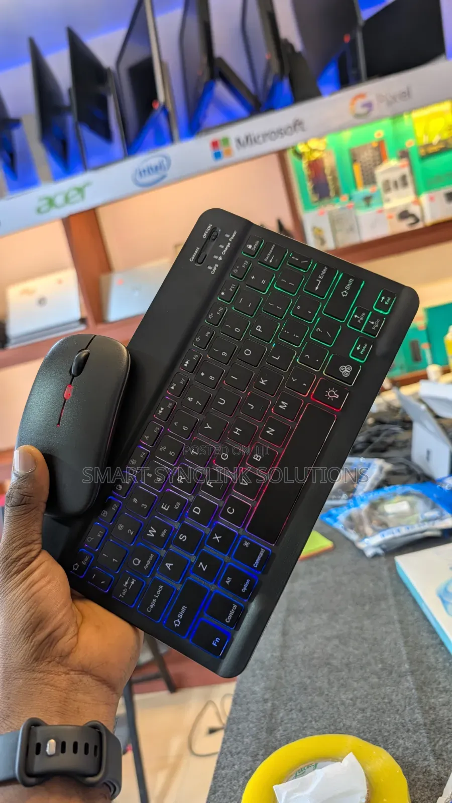 Mini Wireless Bluetooth Keyboard Mouse Wilth RGB Light