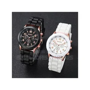 Couple Watches Casual Silicone Band Quartz Watch Jewelry Set