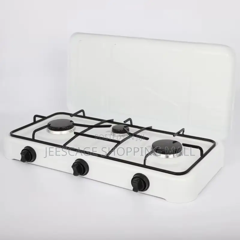 Portable 3-Burner Gas Stove With Lid