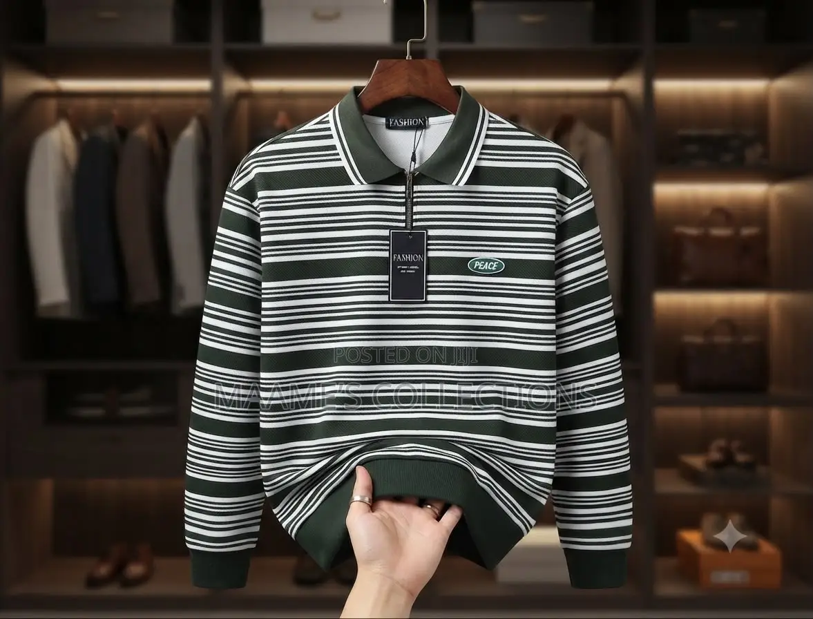 Proman Men's Striped Long-Sleeve Polo Shirt