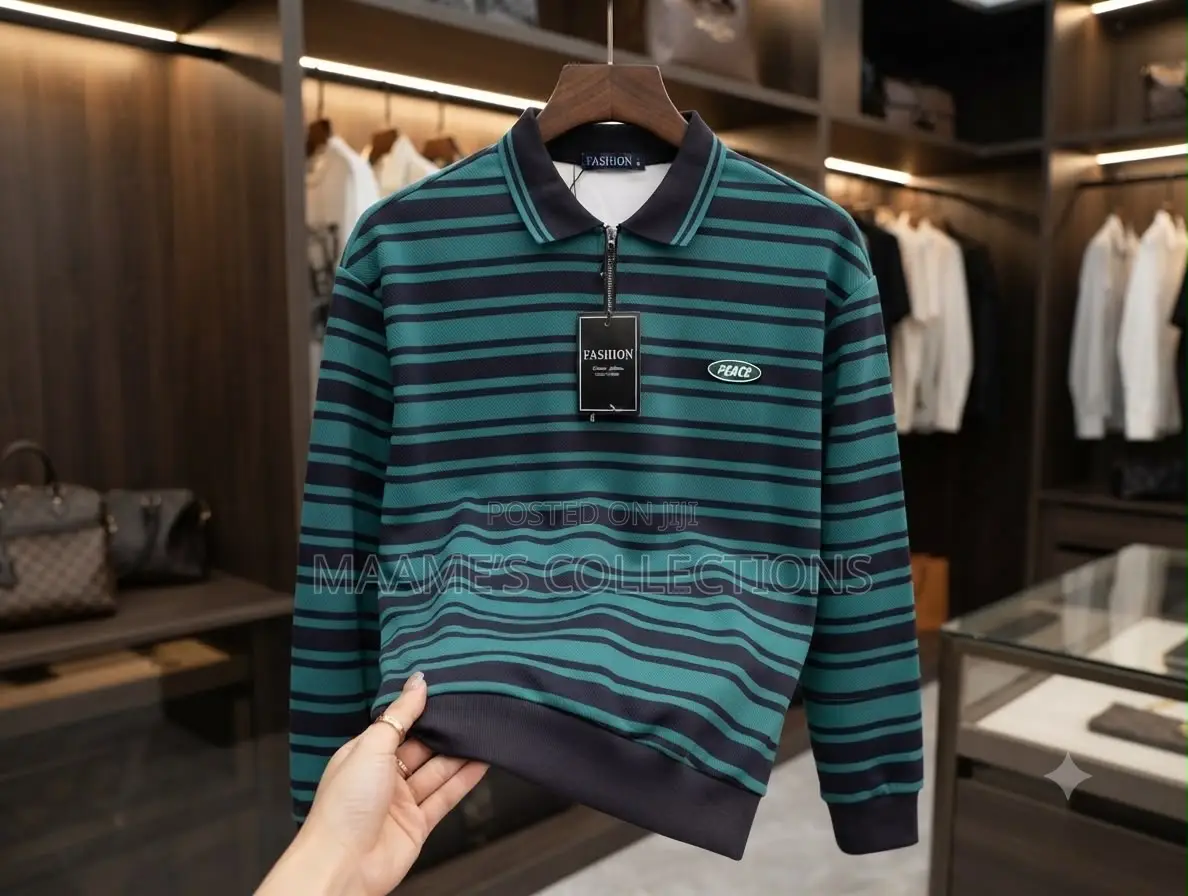 Proman Men's Striped Long-Sleeve Polo Shirt