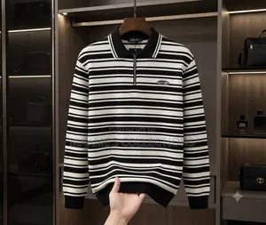 Proman Men's Striped Long-Sleeve Polo Shirt
