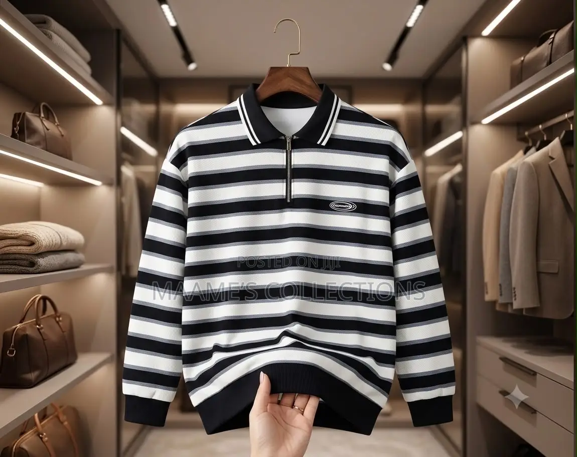 Proman Men's Striped Long-Sleeve Polo Shirt