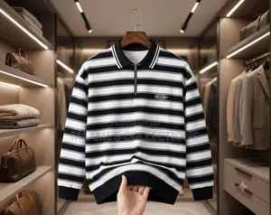 Proman Men's Striped Long-Sleeve Polo Shirt