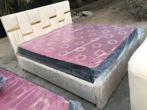 Cream Color Queen Size Bed Frame and Mattress Available