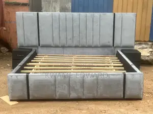 Gray Color Queen Size Bed Frame With Two Sides Drawers Available
