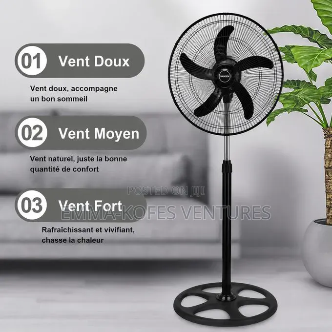 Hansen 18 Inch 3-Speed Low Noise Standing Fan - Black
