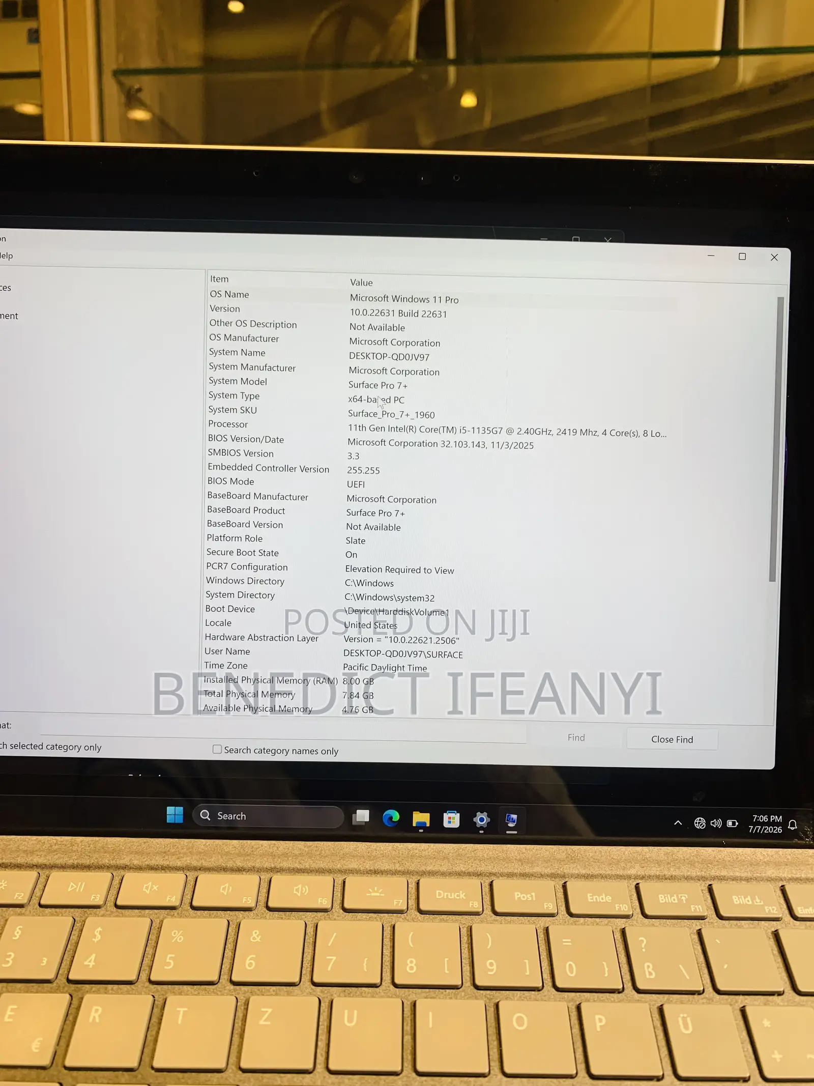 Laptop Microsoft Surface Pro 7+ 8GB Intel Core i5 SSD 256GB