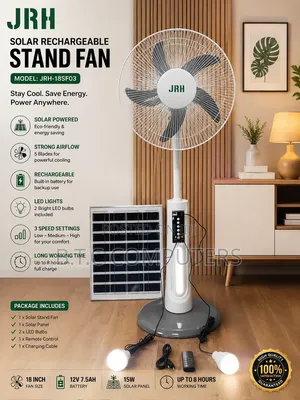 Solar Rechargeable Fan With Two Light