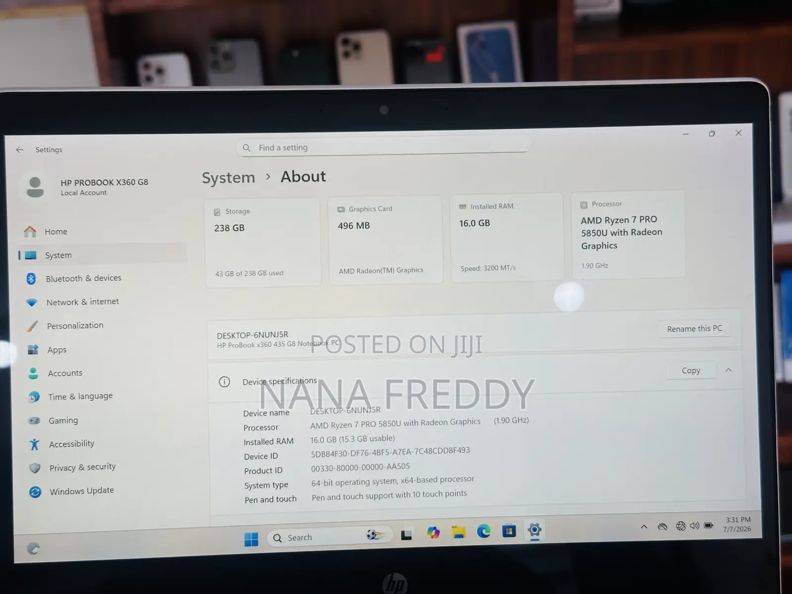 Laptop HP ProBook x360 435 G8 16GB AMD Ryzen 7 SSD 256GB
