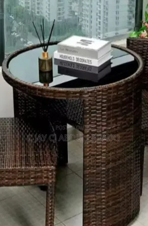 Two Chairs With Table and Glass
