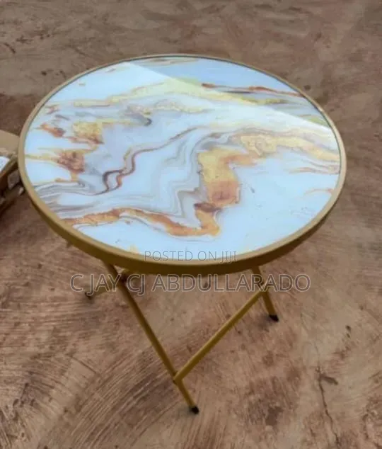 Folding Table With Design and Glass