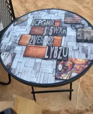 Folding Table With Design and Glass
