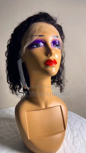 Premium Curly Lace Front Wig – Natural Black Human Hair Look