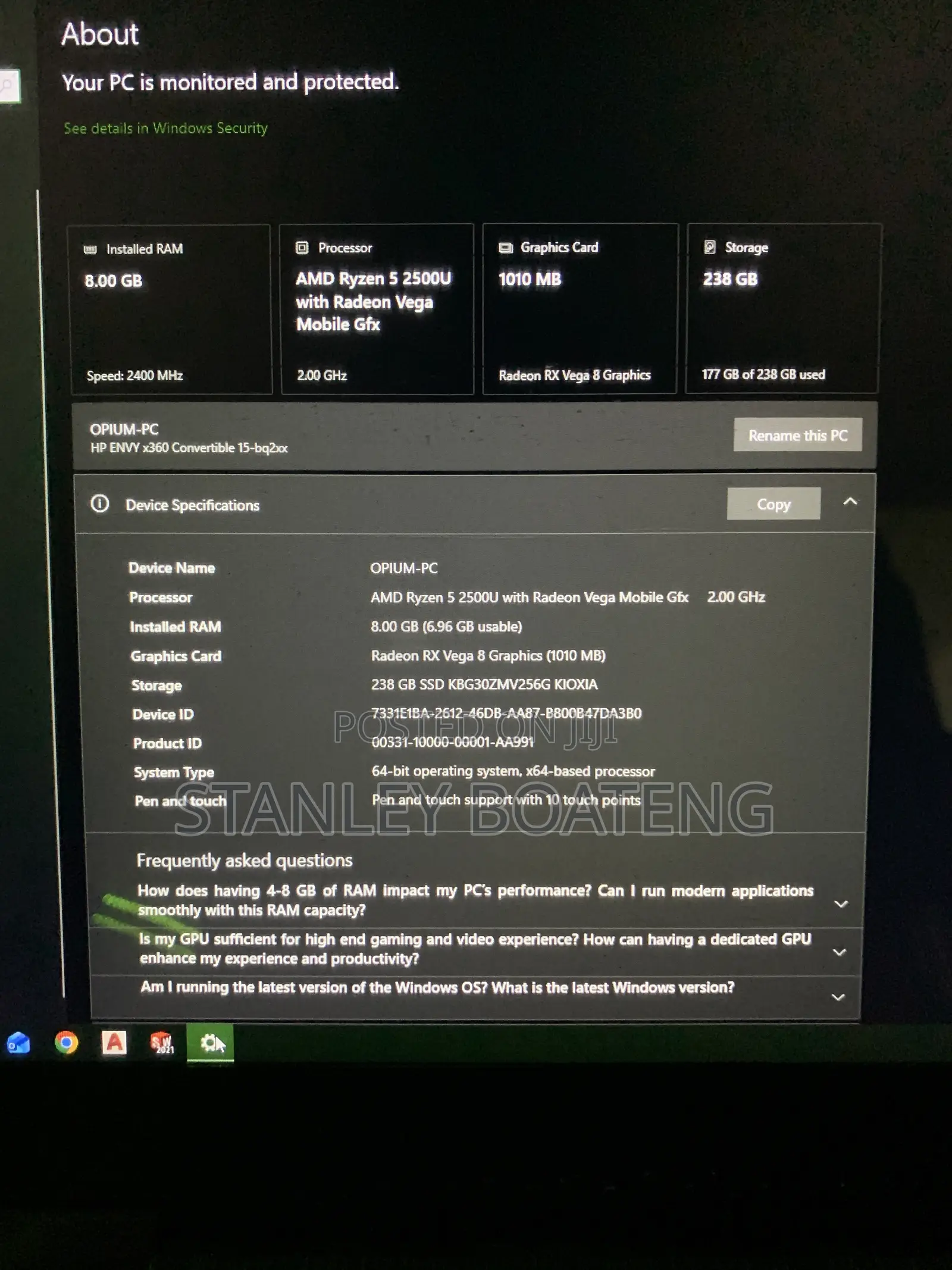Laptop HP Envy 15-ep0xxx 8GB AMD Ryzen 5 SSD 256GB