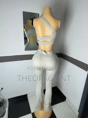 Sexy Ribbed Gym Lounge Set - Grey Brown