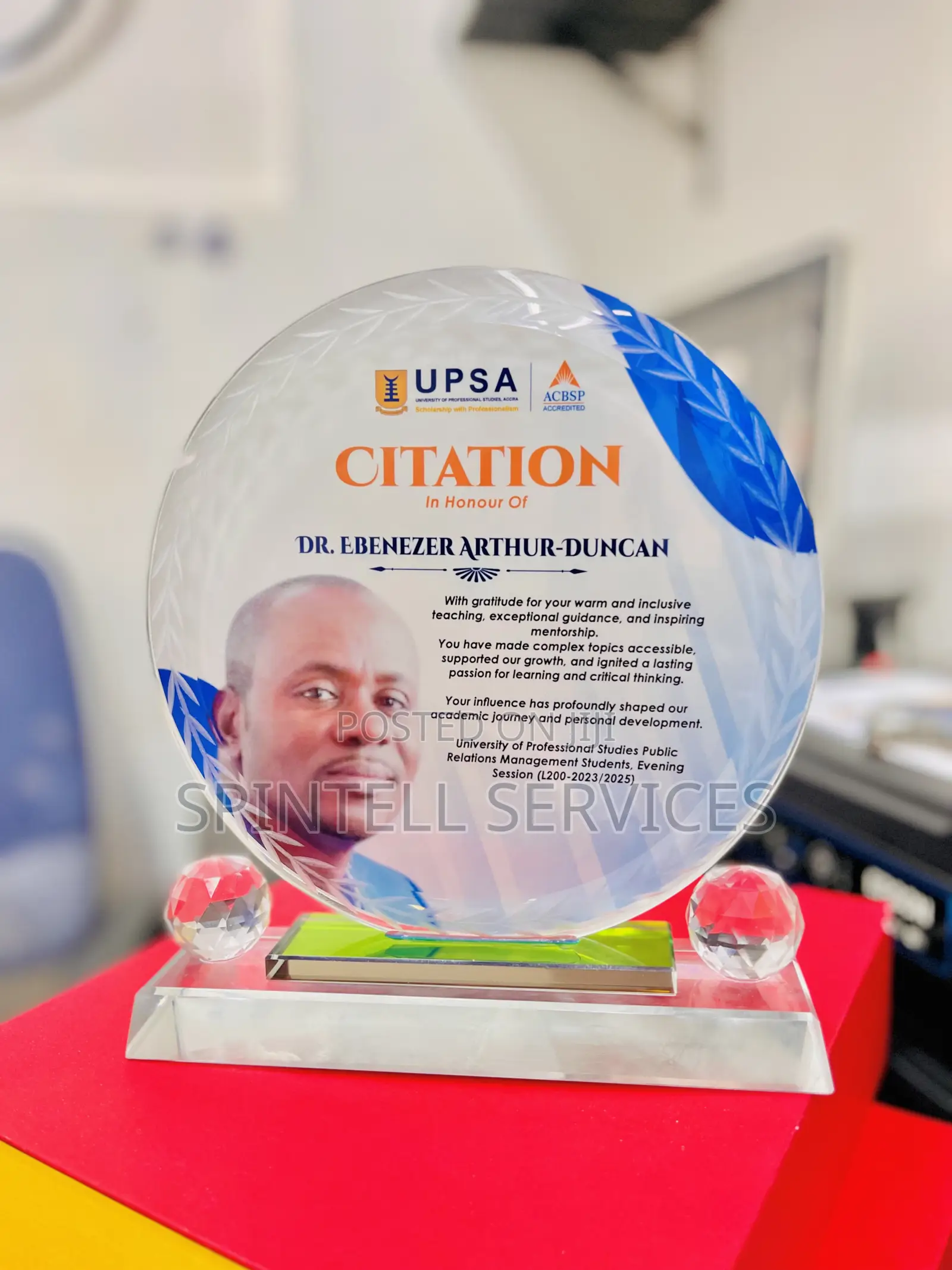 Award Crystal Plaque Citations