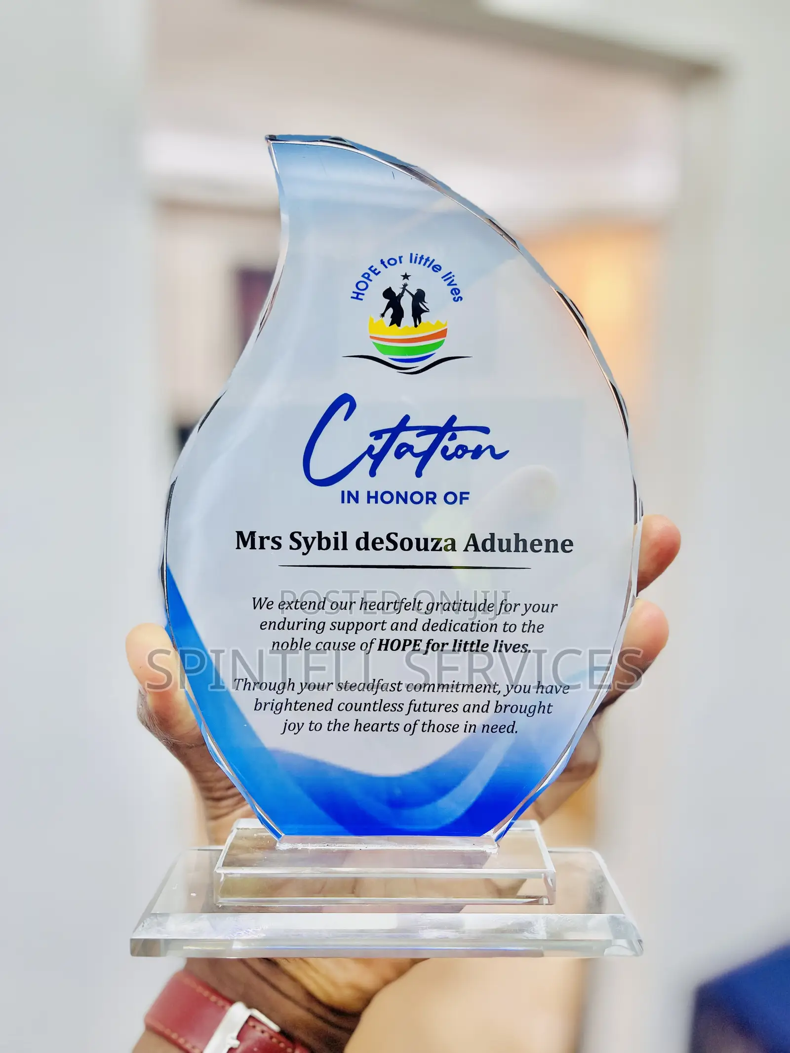 Award Crystal Plaque Citations