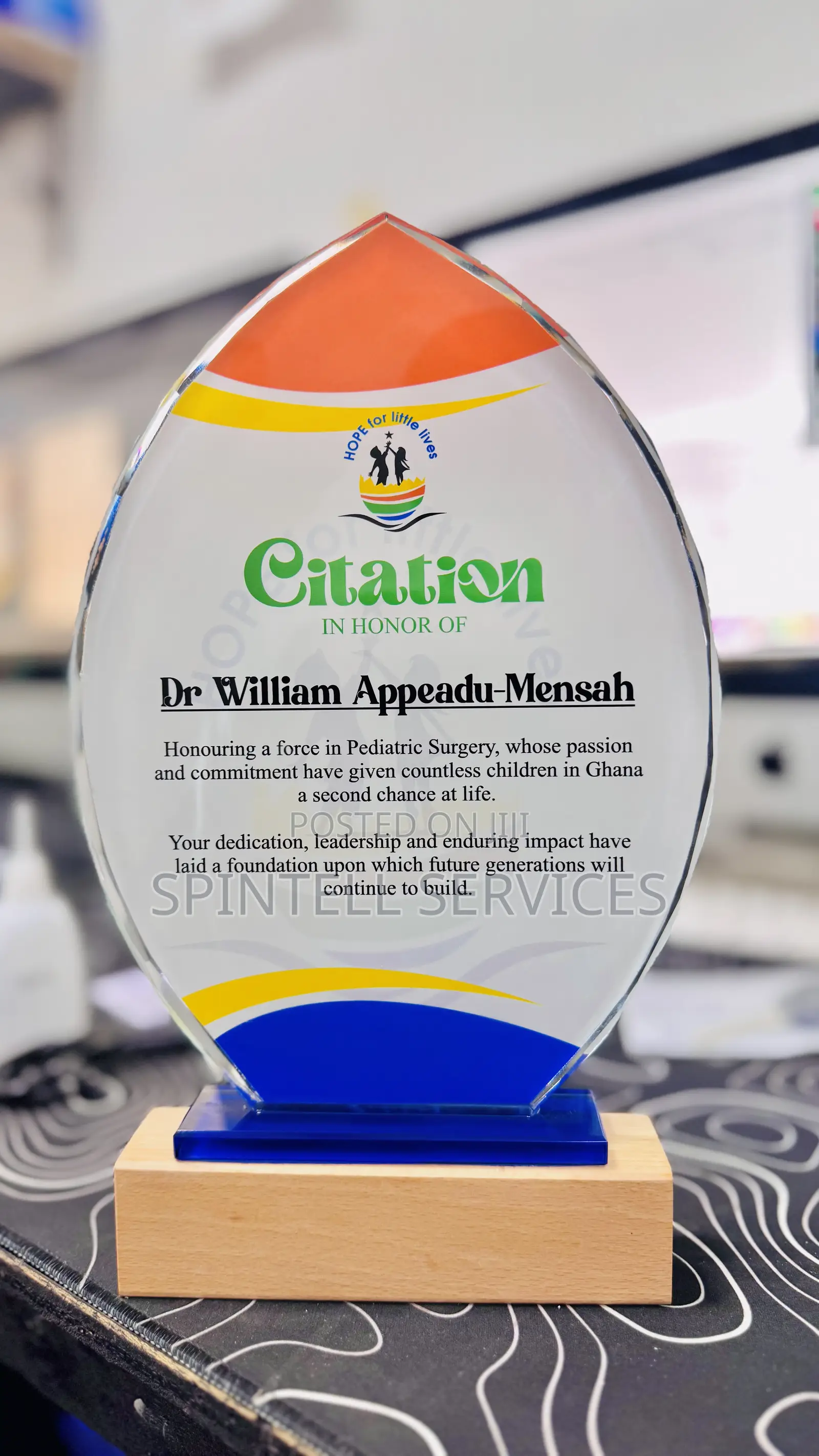 Award Crystal Plaque Citations