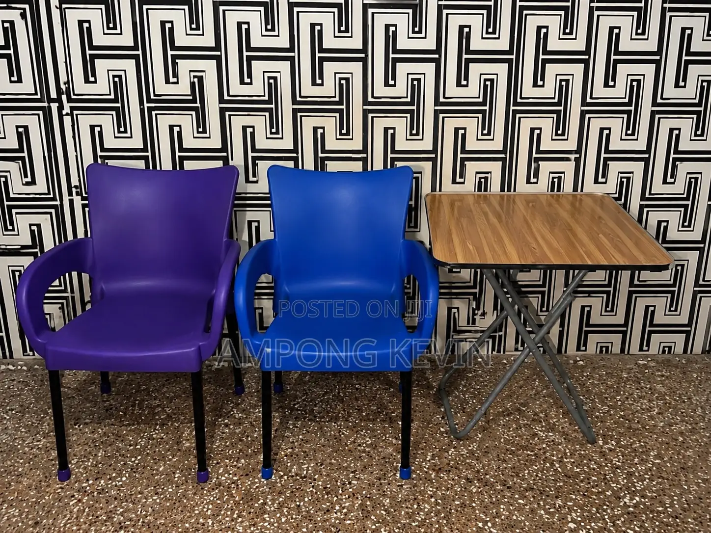 2 Chairs With a Table for Sale.