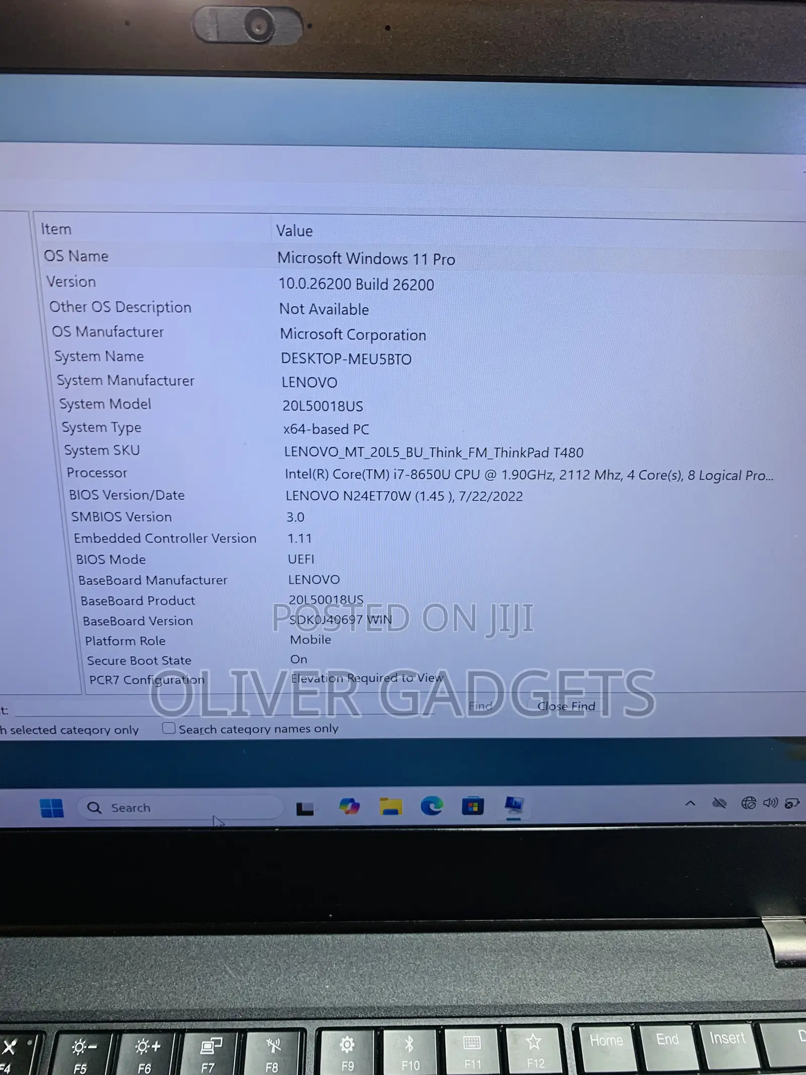 Laptop Lenovo ThinkPad T480 16GB Intel Core i7 SSD 256GB